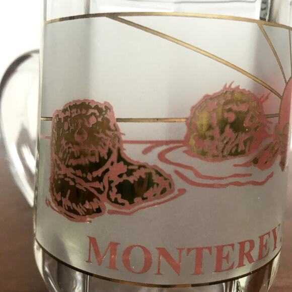 Unbranded Monterey California VTG Glass Souvenir Graphic Coffee Mug With Otters - Picture 7 of 9